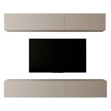Parete Attrezzata Beige Modulabile 4 Ripiani, Apertura Battente - Suisio