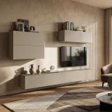 Parete Attrezzata Beige Modulabile 5 Ripiani, Apertura Battente - Gate