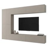 Parete Attrezzata Beige Modulabile 8 Ripiani, Apertura Battente - Gatira