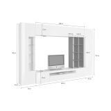 Parete Attrezzata Bianco 7 Ripiani Modulabile 290x40x192h cm, 16 Vani - Mazze