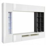 Parete Attrezzata Bianco 7 Ripiani Modulabile 290x40x192h cm, 16 Vani - Mazze