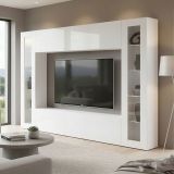 Parete Attrezzata Bianco 8 Ripiani Modulabile 260x30x180h cm, 12 Vani - Bellizzi
