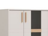 Parete Attrezzata Bianco Crema Marrone Rovere Modulabile 7 Ripiani 289x40x181.5h cm, 9 Vani - Fallo