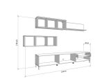 Parete Attrezzata Bianco Crema Marrone Rovere Nodi 5 Ripiani un Cassetto 234x40x178h cm, Modulabile - Alunzio