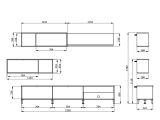 Parete Attrezzata Bianco Crema Marrone Rovere Nodi 5 Ripiani un Cassetto 234x40x178h cm, Modulabile - Alunzio