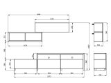 Parete Attrezzata Bianco Crema Marrone Rovere Nodi 6 Ripiani Modulabile 237.5x41.5x160.5h cm, 9 Vani - Tiana