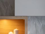 Parete Attrezzata Bianco Crema Marrone Rovere Nodi 6 Ripiani Modulabile 237.5x41.5x160.5h cm, 9 Vani - Tiana