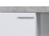 Parete Attrezzata Bianco Grigio Cemento 10 Ripiani 3 Ante 266.5x41.5x186h cm, Ripiani in Vetro - Dongo
