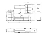 Parete Attrezzata Bianco Grigio Cemento 10 Ripiani 3 Ante 266.5x41.5x186h cm, Ripiani in Vetro - Dongo