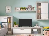Parete Attrezzata Bianco Grigio Cemento 10 Ripiani 3 Ante 266.5x41.5x186h cm, Ripiani in Vetro - Dongo