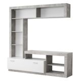 Parete Attrezzata Bianco Grigio Cemento 7 Ripiani 10 Vani 170.5x41.5x170.5h cm, Un&#039;anta - Moggio