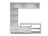 Parete Attrezzata Bianco Grigio Cemento 7 Ripiani 10 Vani 170.5x41.5x170.5h cm, Un'anta - Moggio