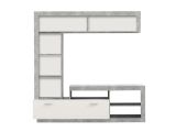 Parete Attrezzata Bianco Grigio Cemento 7 Ripiani 10 Vani 170.5x41.5x170.5h cm, Un'anta - Moggio