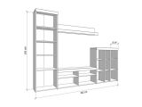 Parete Attrezzata Bianco Larice Marrone Rovere Nodi Modulabile 14 Ripiani 262x35x195h cm, Cassetti - Oggiono