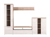 Parete Attrezzata Bianco Larice Marrone Rovere Nodi Modulabile 14 Ripiani 262x35x195h cm, Cassetti - Oggiono