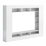 Parete Attrezzata Bianco Lucido 7 Ripiani Cassetti 216x30.4x158.6h cm - Sadali