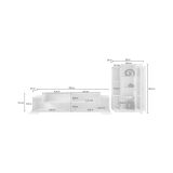 Parete Attrezzata Bianco Lucido Grigio Cemento Modulabile 7 Ripiani, 14 Vani Made in Italy - Maja