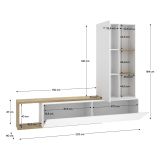Parete Attrezzata Bianco Marrone Rovere Nodi Modulabile 7 Ripiani, Cassetti - Vicksburg