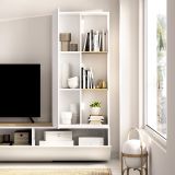 Parete Attrezzata Bianco Marrone Rovere Nodi Modulabile 7 Ripiani, Cassetti - Vicksburg