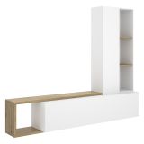 Parete Attrezzata Bianco Marrone Rovere Nodi Modulabile 7 Ripiani, Cassetti - Vicksburg