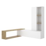 Parete Attrezzata Bianco Marrone Rovere Nodi Modulabile 7 Ripiani, Cassetti - Vicksburg
