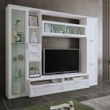 Parete Attrezzata Bianco Modulabile 4 Cassetti, 8 Ripiani - Carenno