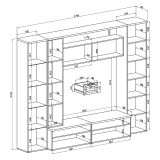 Parete Attrezzata Bianco Modulabile 4 Cassetti, 8 Ripiani - Carenno