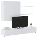 Parete Attrezzata Bianco Modulabile 4 Ripiani, 6 Ante - Bagnaria
