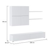 Parete Attrezzata Bianco Modulabile 4 Ripiani, 6 Ante - Bagnaria