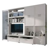Parete Attrezzata Bianco Modulabile 5 Ripiani, 10 Ante - Cicala