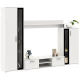 Parete Attrezzata Bianco Nero Modulabile 9 Ripiani, 2 Cassetti - Linafa