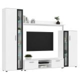Parete Attrezzata Bianco Nero Modulabile 9 Ripiani, 2 Cassetti - Linahasi