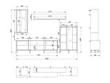 Parete Attrezzata Bianco Opaco Marrone Rovere Modulabile 7 Ripiani 260x40x183h cm, 10 Vani - Albese