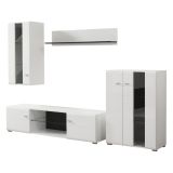 Parete Attrezzata Bianco Opaco Nero Modulabile 7 Ripiani 264x41.5x182h cm, 4 Ante - Ozzero
