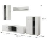Parete Attrezzata Bianco Opaco Nero Modulabile 7 Ripiani 264x41.5x182h cm, 4 Ante - Ozzero