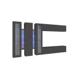 Parete attrezzata Clemente, Set salotto porta TV a 5 ante, Mobile soggiorno multiuso, 100% Made in Italy, cm 340x30h180, Antracite