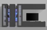Parete attrezzata Clemente, Set salotto porta TV a 5 ante, Mobile soggiorno multiuso, 100% Made in Italy, cm 340x30h180, Antracite