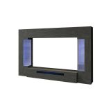 Parete attrezzata Clementino, Set salotto porta TV a 6 ante, Mobile soggiorno multiuso con luce LED, 100% Made in Italy, cm 290x40h191, Antracite