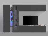 Parete attrezzata Costante, Set salotto porta TV a 4 ante, Mobile soggiorno multiuso, 100% Made in Italy, cm 280x30x180, Antracite