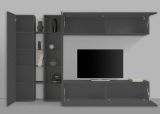 Parete attrezzata Costante, Set salotto porta TV a 4 ante, Mobile soggiorno multiuso, 100% Made in Italy, cm 280x30x180, Antracite