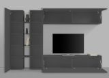 Parete attrezzata Costanzo, Set salotto porta TV a 4 ante, Mobile soggiorno multiuso, 100% Made in Italy, cm 280x30x180, Antracite