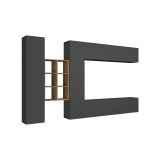 Parete attrezzata Danilo, Set salotto porta TV a 4 ante, Mobile soggiorno multiuso, 100% Made in Italy, cm 280x30h180, Antracite e Acero