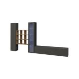 Parete attrezzata Davis, Set salotto porta TV a 4 ante, Mobile soggiorno multiuso con vetrina e luce LED, 100% Made in Italy, cm 310x30h180, Antracite e Acero