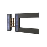 Parete attrezzata Demetrio, Set salotto porta TV a 4 ante, Mobile soggiorno multiuso, 100% Made in Italy, cm 280x30h180, Antracite e Acero