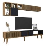 Parete attrezzata design 180cm noce e antracite - Ostro