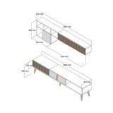 Parete attrezzata design 180cm noce e antracite - Ostro