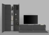 Parete attrezzata Dimitri, Set salotto porta TV a 3 ante, Mobile soggiorno multiuso con vetrina e luce LED, 100% Made in Italy, cm 280x30h180, Antracite