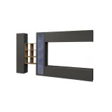 Parete attrezzata Dino, Set salotto porta TV a 4 ante, Mobile soggiorno multiuso con vetrina e luce LED, 100% Made in Italy, cm 280x30h180, Antracite e Acero