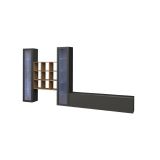 Parete attrezzata Egidio, Set salotto porta TV a 3 ante, Mobile soggiorno multiuso con vetrina e luce LED, 100% Made in Italy, cm 350x30h180, Antracite e Acero
