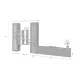 Parete attrezzata Egidio, Set salotto porta TV a 3 ante, Mobile soggiorno multiuso con vetrina e luce LED, 100% Made in Italy, cm 350x30h180, Antracite e Acero
